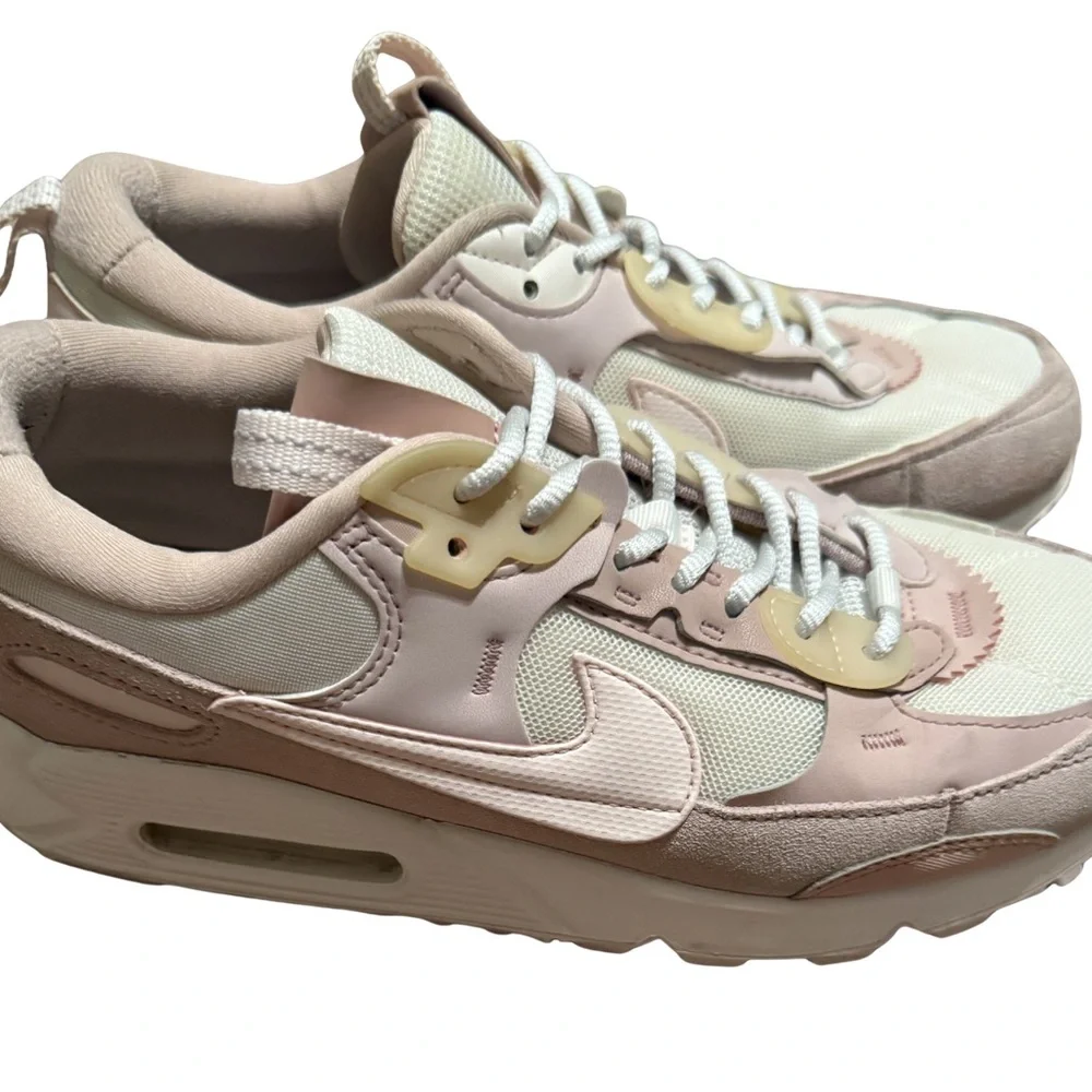 Nike Women's Air Max 90 Futura Low-Top Sneakers in Blush Pink and Cream - Picture 1 of 11